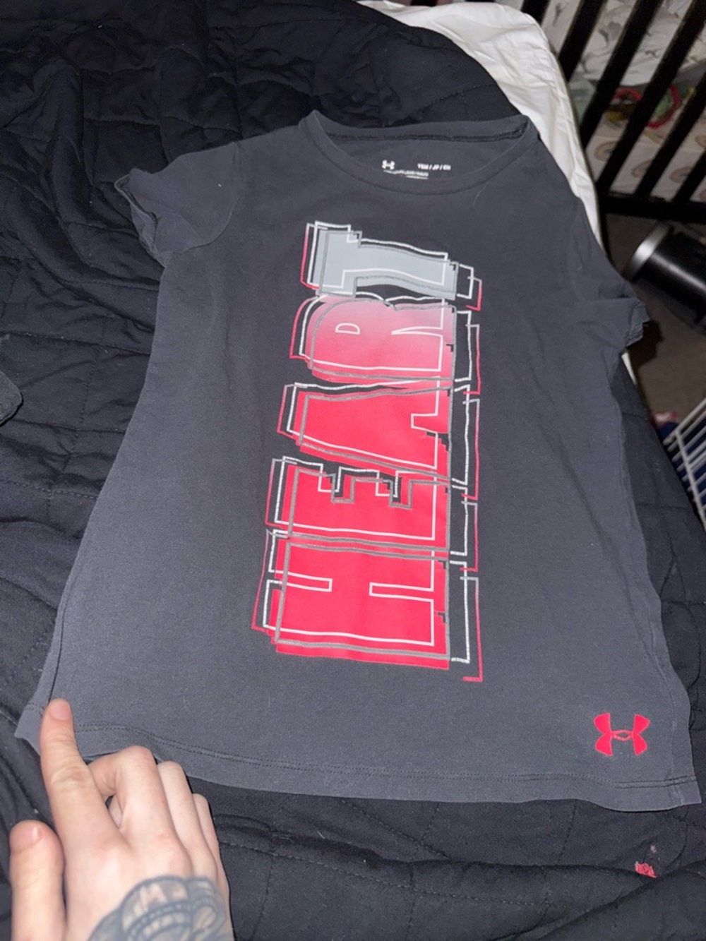 Under Armour Girls Black Tee with Red Graphic